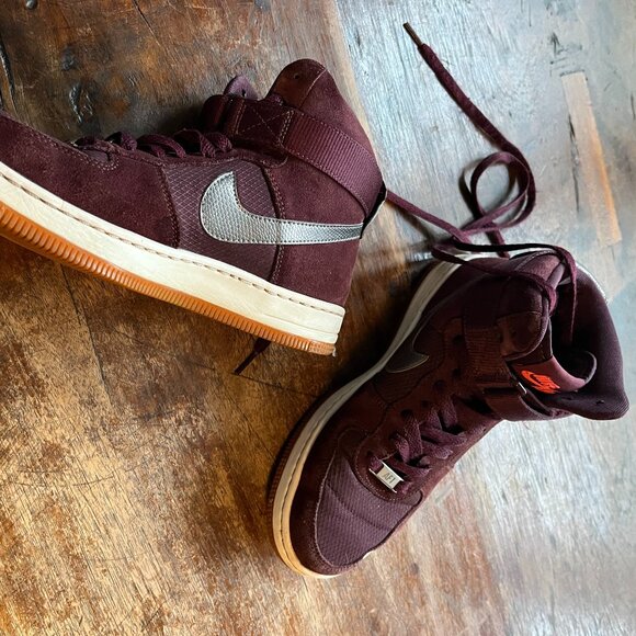 Nike AF1 Ultra Force Mid Womens US 8 - Maroon + Croc pattern metallic swoosh. - Picture 3 of 9